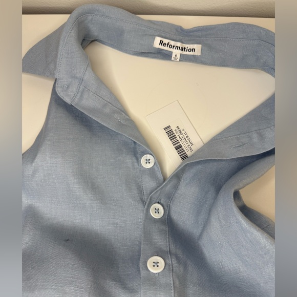 Reformation Tace Linen Dress Mineral - Size 6 - threedaughtersproperties.com